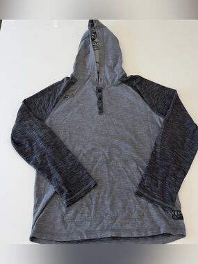 Fox Men’s Heather Gray Hooded Long-Sleeve Shirt Size Medium